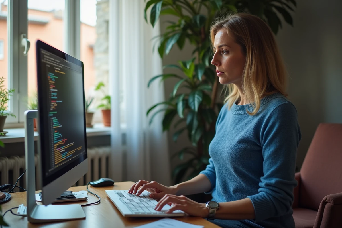 Femme discutant en ligne pour résoudre problème eMule