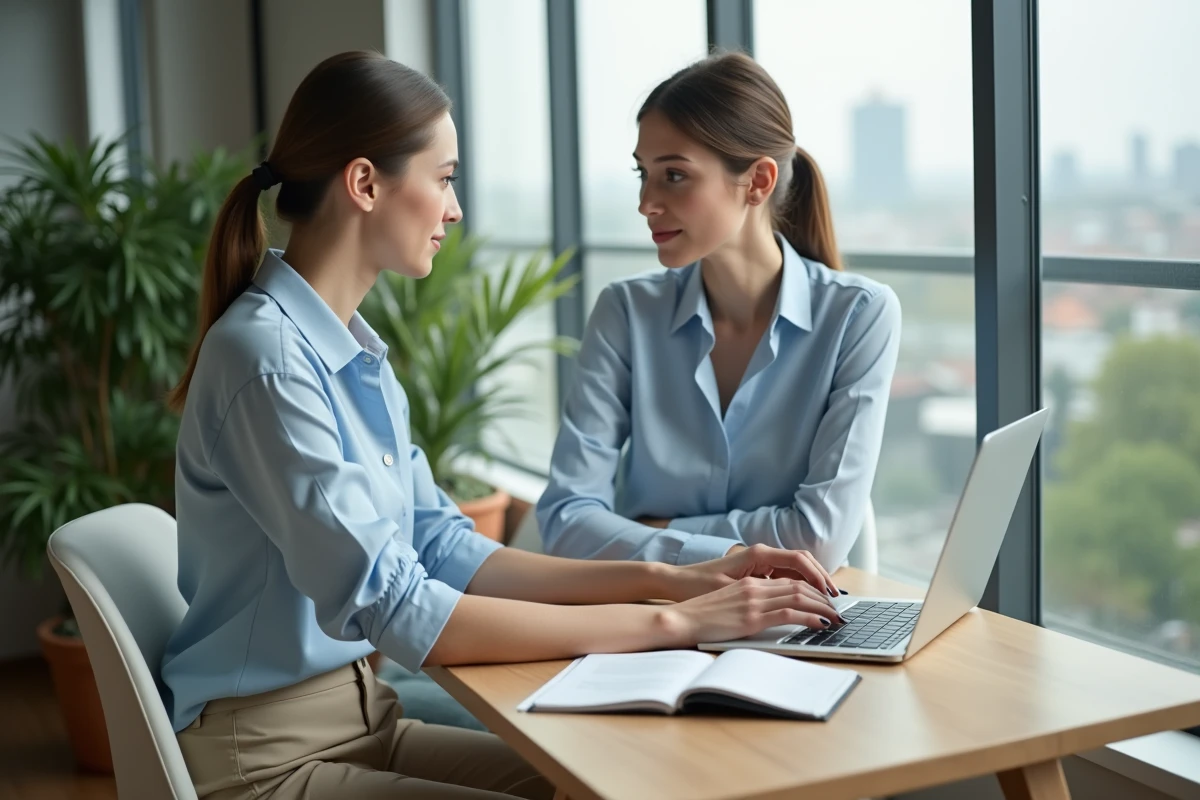 Jeune femme en bureau étudiant des données immobilières