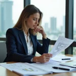 Femme professionnelle avec portefeuille immobilier