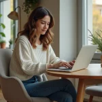 Femme en train de naviguer sur son ordinateur pour acheter des appareils électroménagers